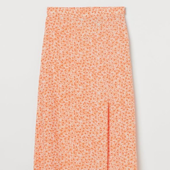 NWT H&M Size 0 Coral Floral High Waisted Skirt - Picture 1 of 4